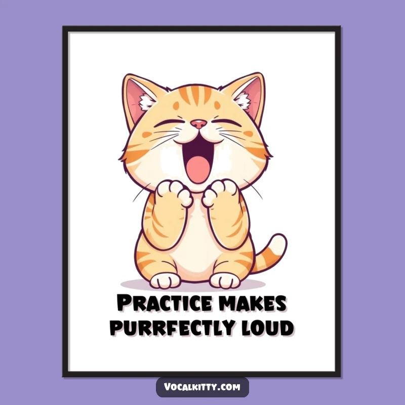 Funny Free Printable Wall Art: 'Vocal Warm-up' Yelling Cat Decor
