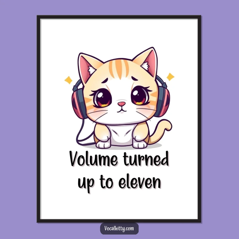 Free Printable Wall Art: Overwhelmed Cat DJ Speaker Head for Quirky Home Decor