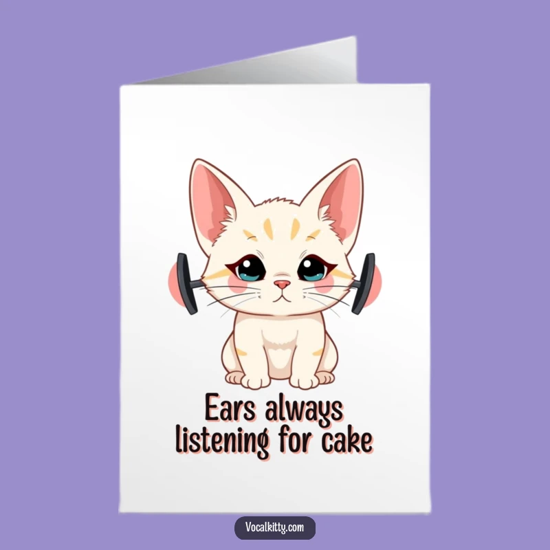 Free Printable Birthday Card: Funny Cat With Big Ears For Hilarious Downloadable Gift