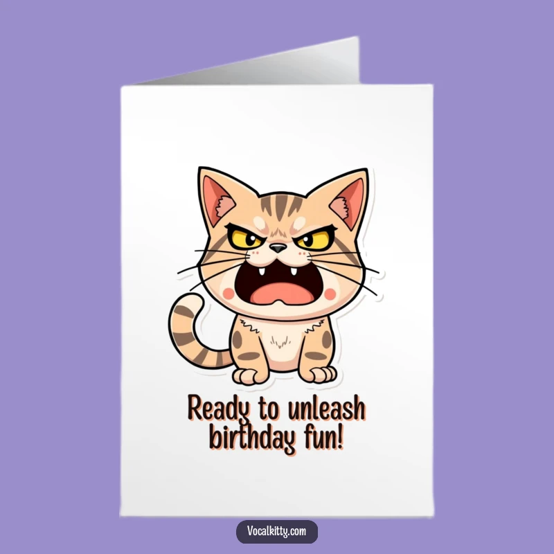 Free Printable Birthday Card: Loud Cat Roar Greeting, Funny Downloadable Gift