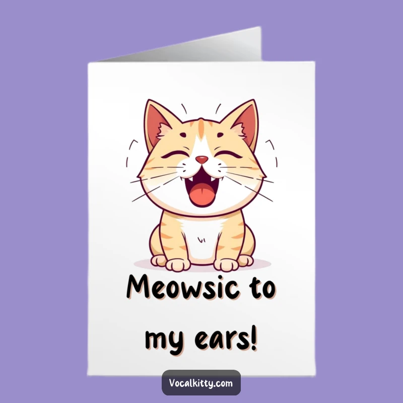 Free Printable Birthday Card: Loud Cat Singing - Hilarious Downloadable Gift