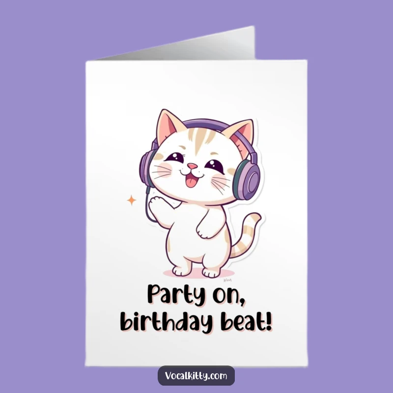 Free Printable Birthday Card: Music Cat Funny Downloadable Gift