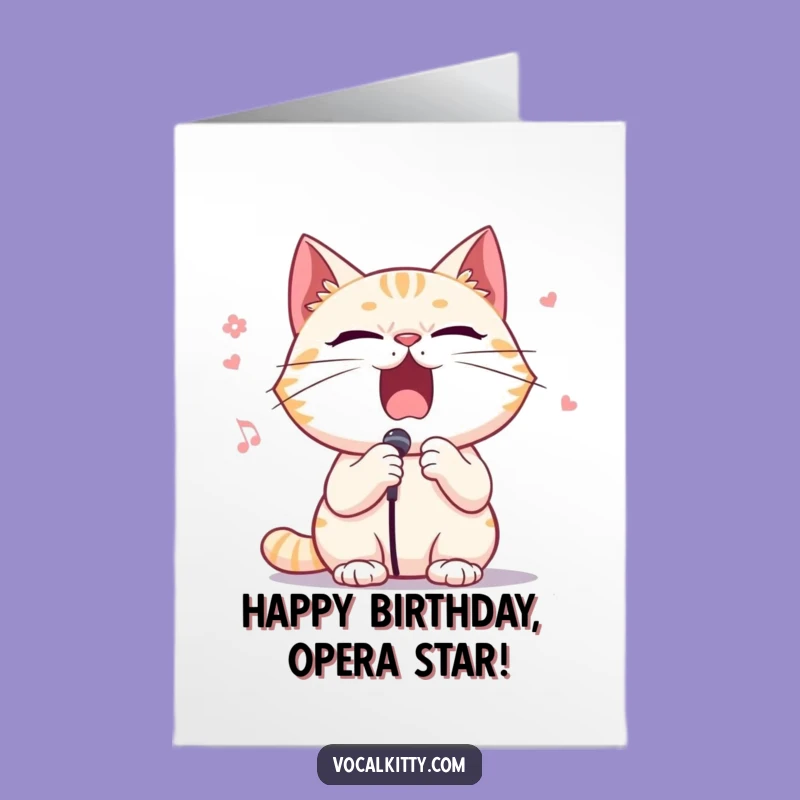 Free Printable Birthday Card: Opera Cat Dramatic Funny Downloadable