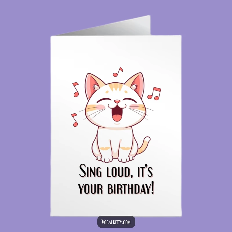 Free Printable Birthday Card: Singing Cat Serenade, Happy Birthday Notes!