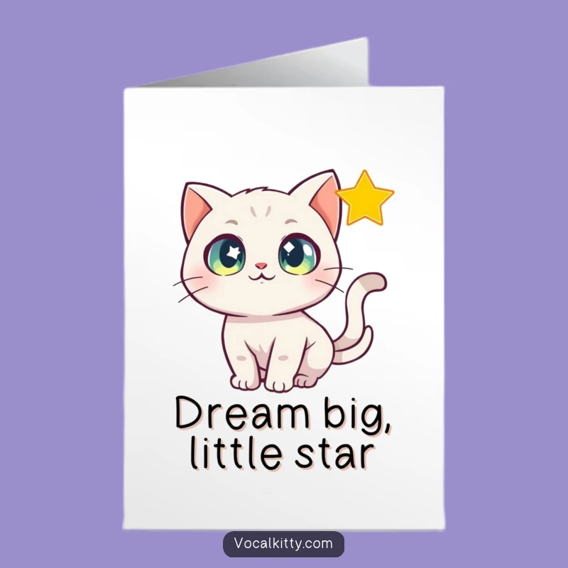 Free Printable Birthday Card: Star-Chasing Cat, Funny Downloadable Gift