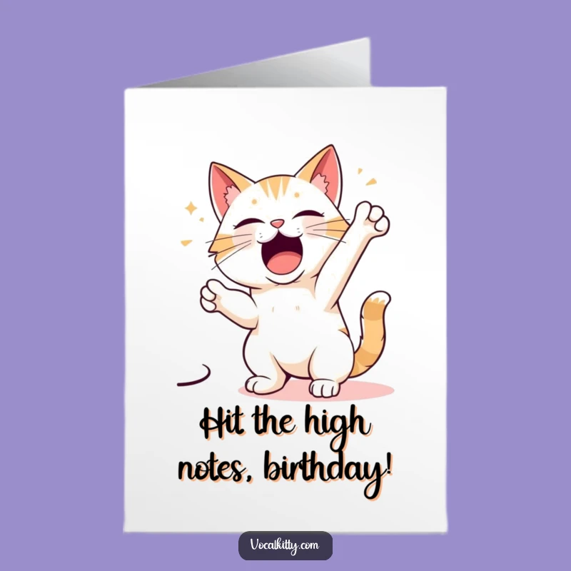 Free Printable Funny Cat Birthday Card: Dramatic Singer Cat Digital Download Gift