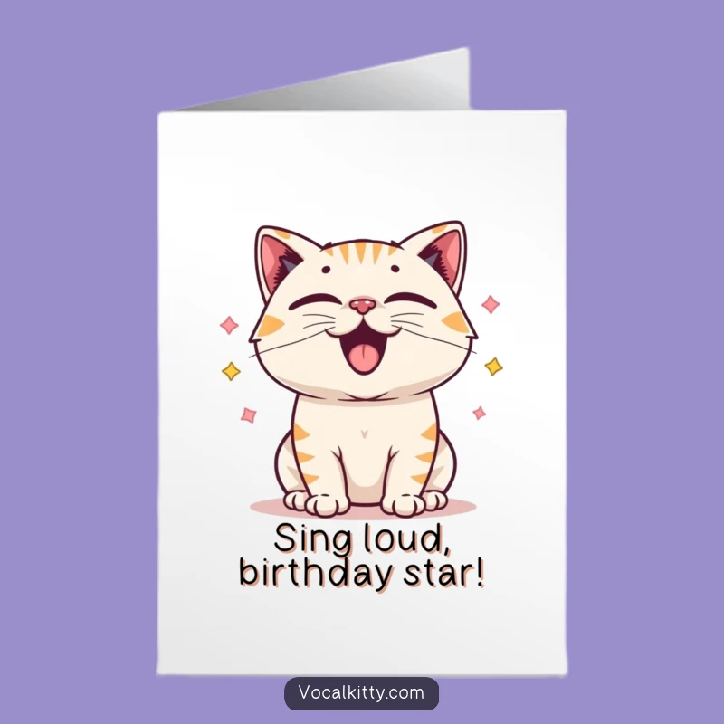 Free Printable Happy Cat Birthday Card: Joyful Vibrating Feline Digital Download Gift