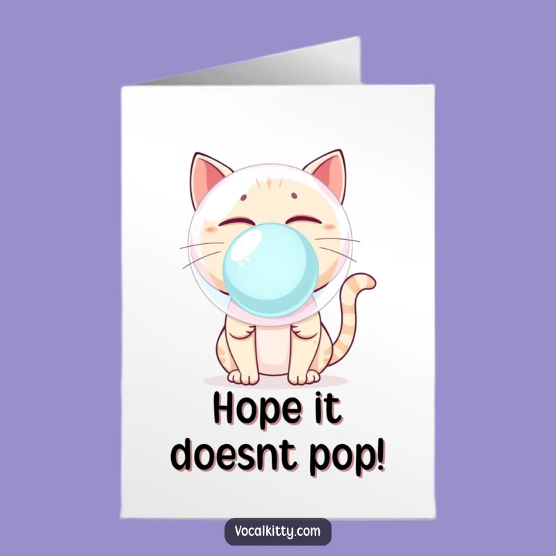 Funny Free Printable Birthday Card: Cat Bubble Pop Surprise Printable Greeting Card