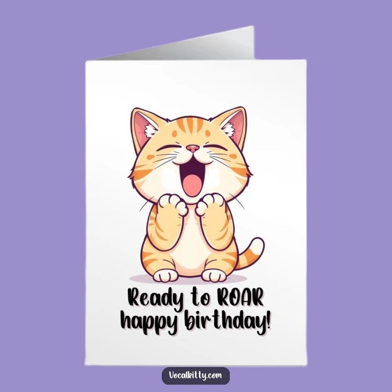Funny Free Printable Birthday Card: Yelling Cat DIY Expresses Loud Wishes