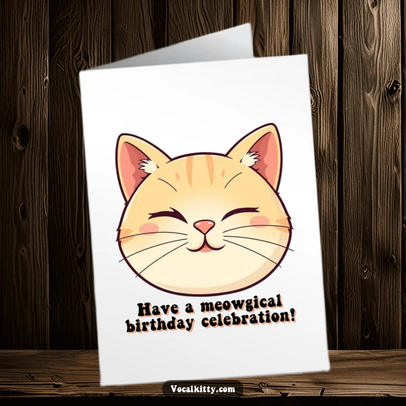 Funny Free Printable Birthday Card featuring a cat face with whiskers cleverly forming a playful wink, sharing birthday wishes cheekily.