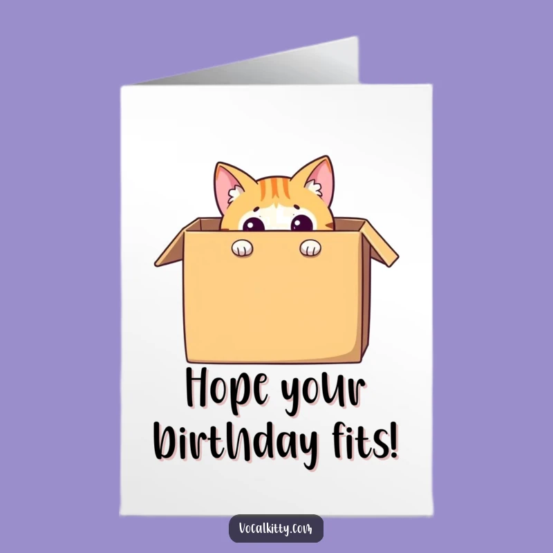 Free Printable Birthday Card: Curious Cat in Box, A Funny Downloadable Gift