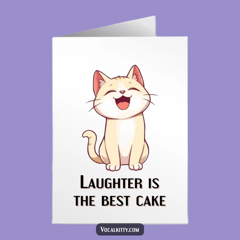 Free Printable Funny Cat Birthday Card: Hilarious Laughing Cat Digital Download Gift
