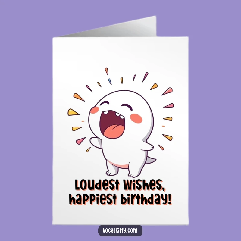 Funny Free Printable Birthday Card: Noisy Rainbow Character Downloadable Gift