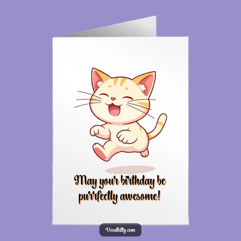 Funny Free Printable Birthday Card: Whiskers Cat Leap - Hilarious Downloadable Gift