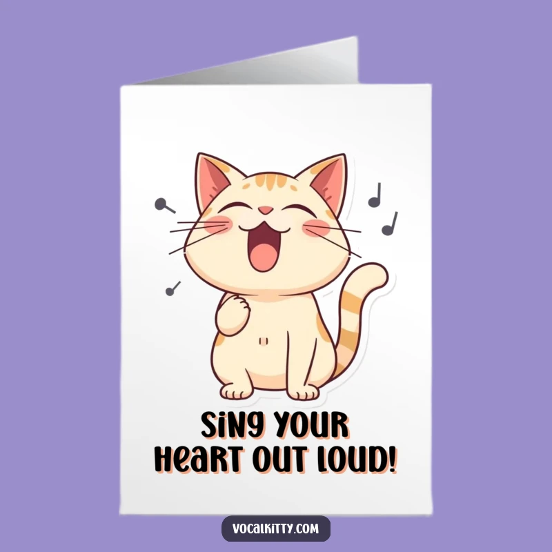 Free Printable Birthday Card: Singing Cat's Loud Song - Funny Downloadable Gift for Music Lovers