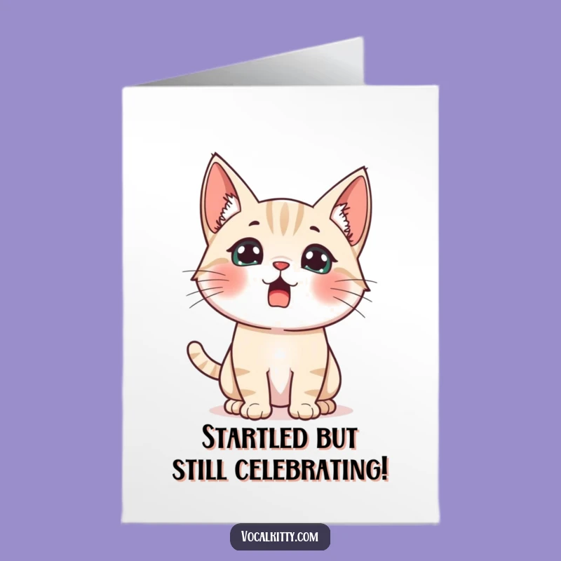 Free Printable Birthday Card: Startled Cat for a Surprise Party Vibe