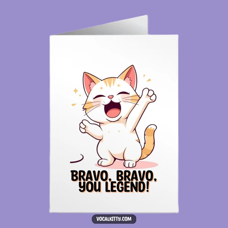 Free Printable Funny Cat Congratulations Card: Diva Singer Cat Digital Download Gift