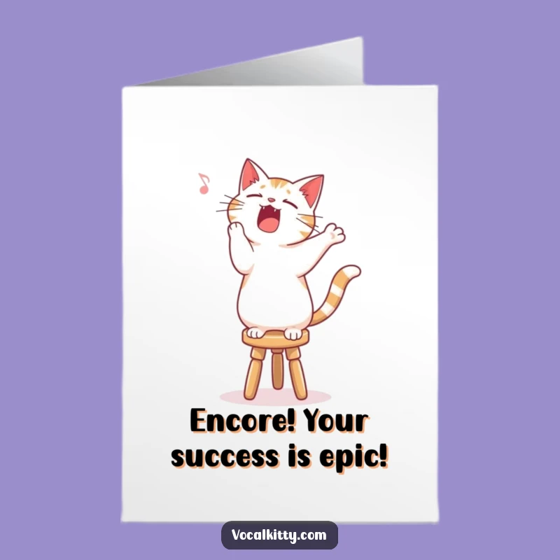 Free Printable Singing Cat Congrats Card: Standing Ovation DIY Downloadable Gift