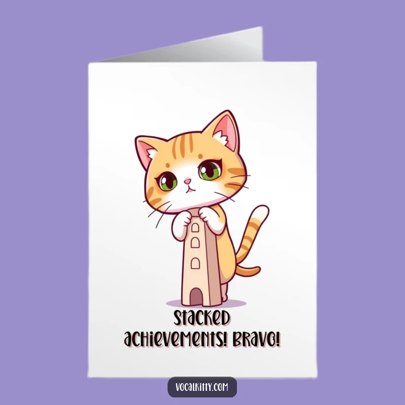 Free Printable Congrats Card: Concentrated Cat Tower, DIY Downloadable Fun