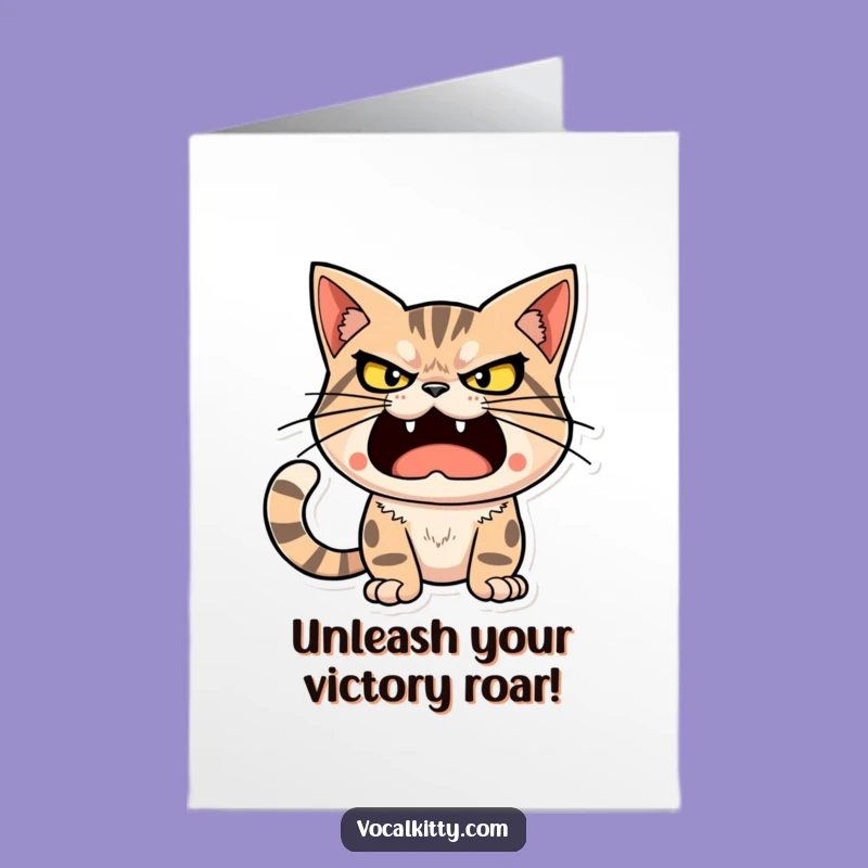 Free Printable Congrats Card: Loud Cat Roar Greeting, Funny Downloadable Gift