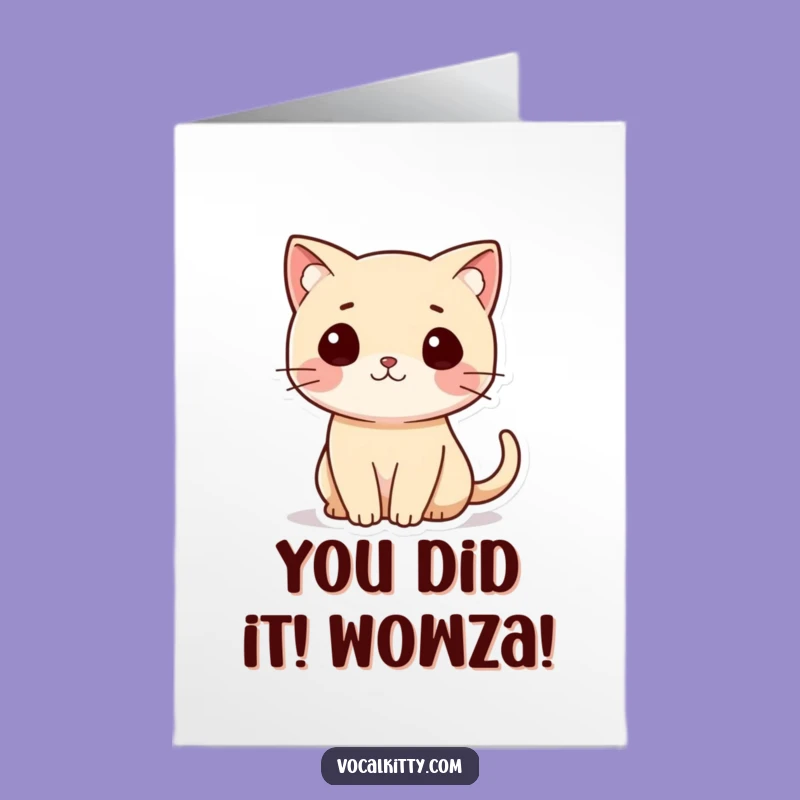Free Printable Congrats Card: Whimsical Question Mark Cat, DIY Downloadable Gift