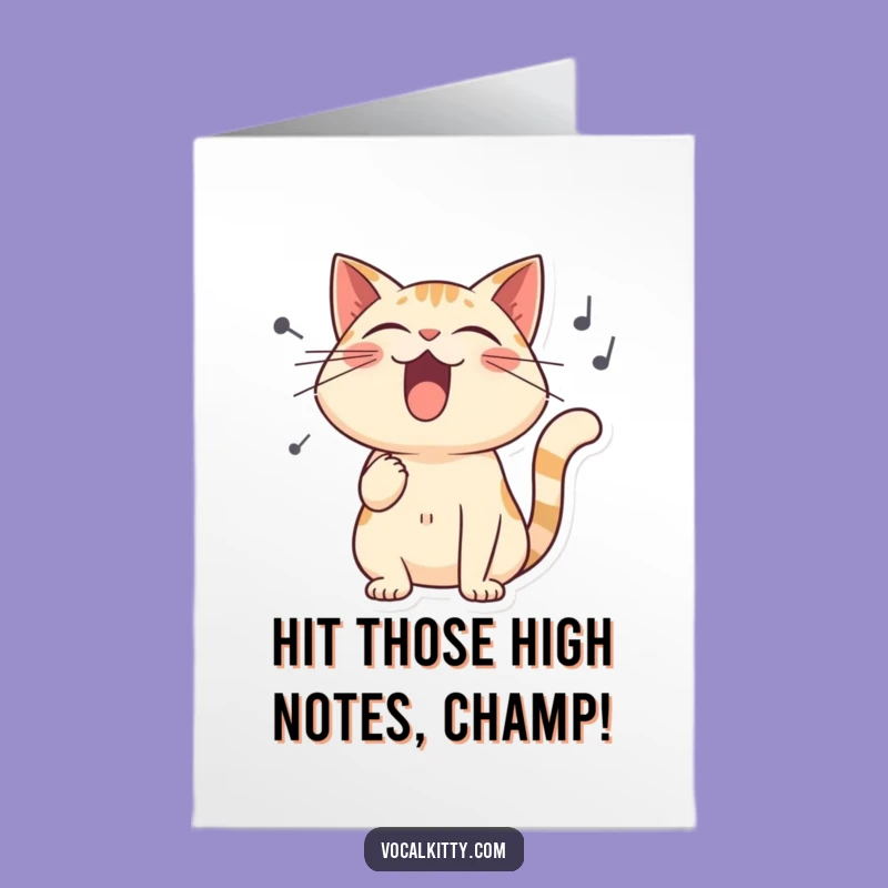 Free Printable Congrats Card: Singing Cat's Victory Anthem - Humorous Downloadable Gift of Celebration