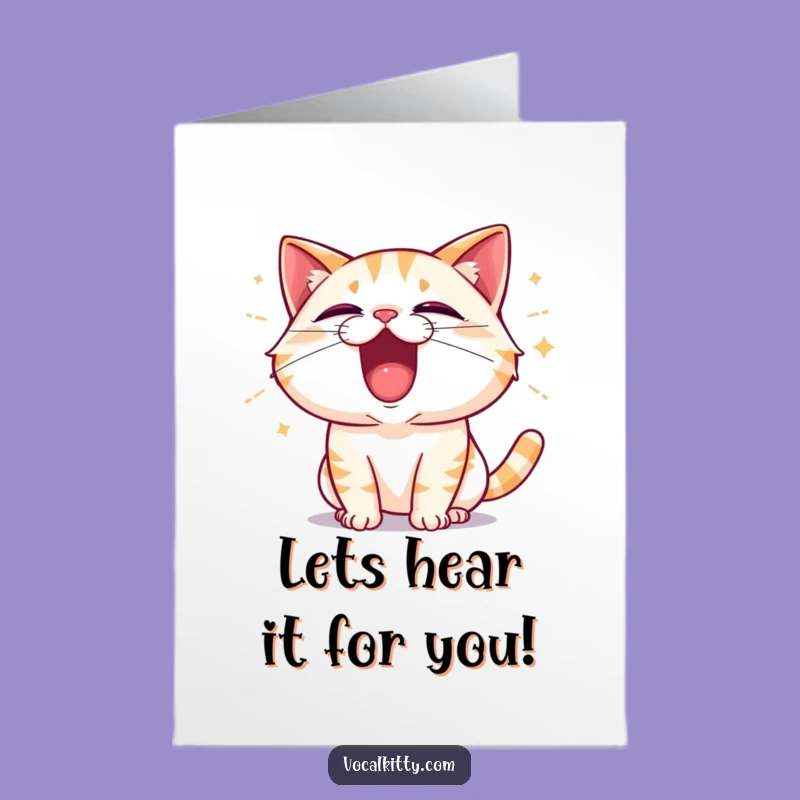 Free Printable Congrats Card: Cat's Victory Shout for Your Big Win!
