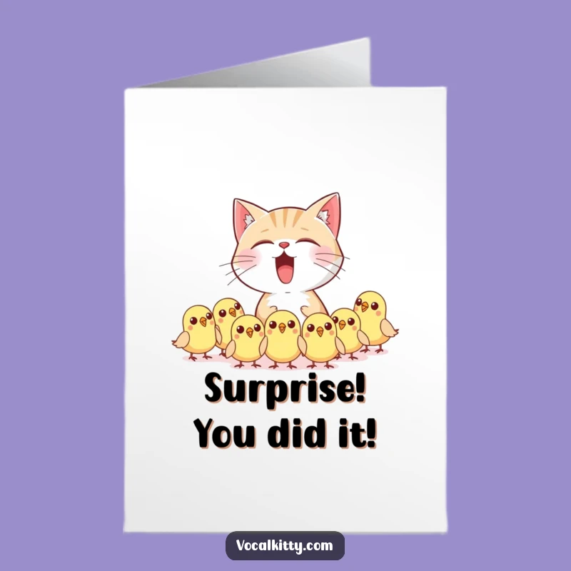 Free Printable Congrats Card: Startling Cat Victory Greeting, Funny Downloadable Gift
