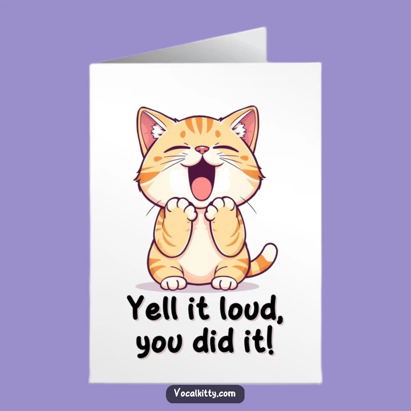 Hilarious Free Printable Congrats Card: 'Big News' Yelling Cat Design