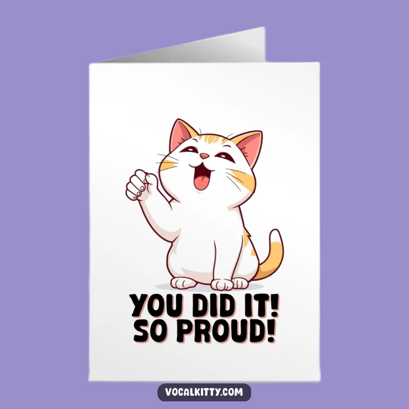 Free Printable Congrats Card: Bellowing Cat Dramatic Point, Perfect DIY Gift for Any Occasion