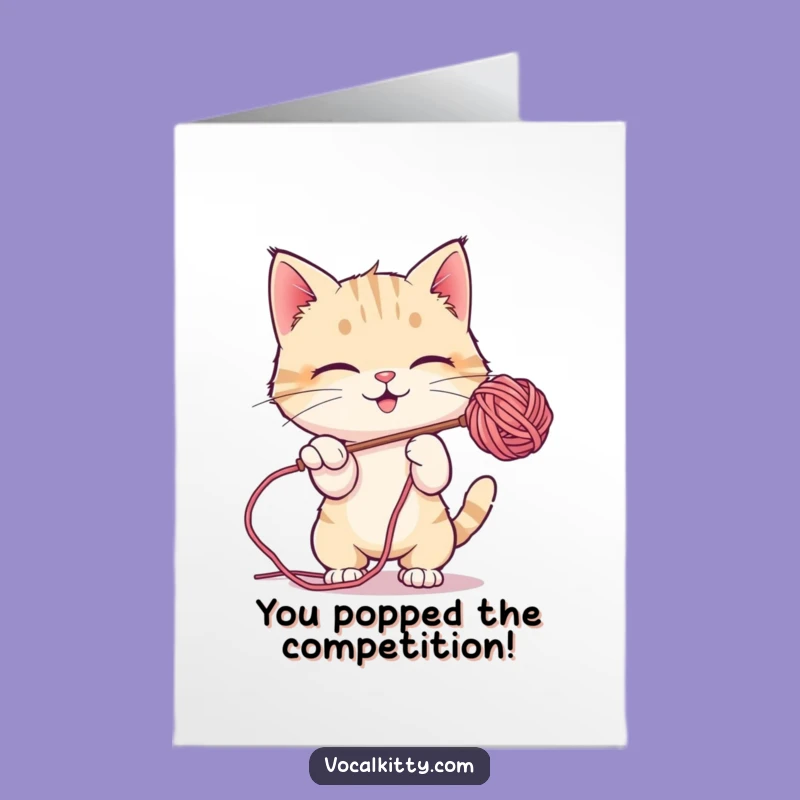 Free Printable Congrats Card: Bubble Play Cat, Whimsical Downloadable Fun