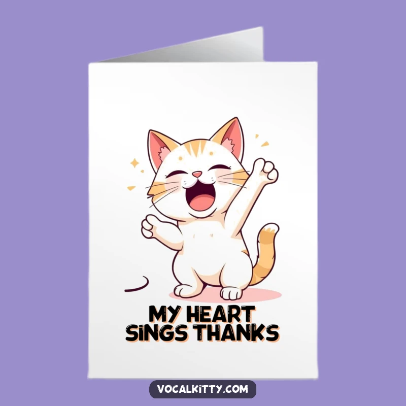 Free Printable Funny Cat Thank You Card: Star Singer Cat Digital Download Gift