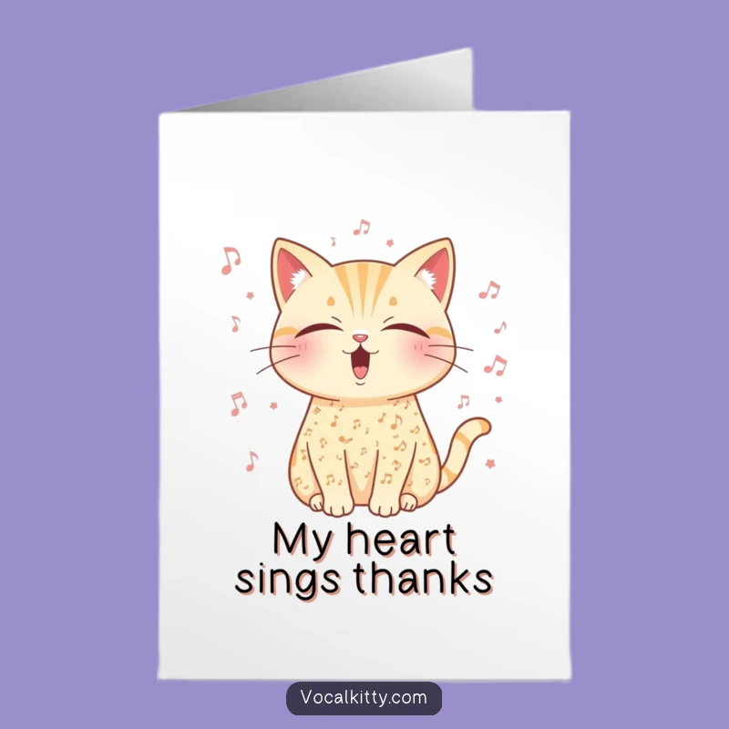 Free Printable Musical Cat Thank You Card: Melody of Thanks DIY Downloadable Gift
