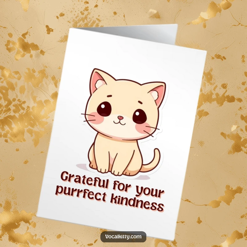 Funny Free Printable Thank You Card: A small cat looking quizzical with its tail curled like a question mark.
