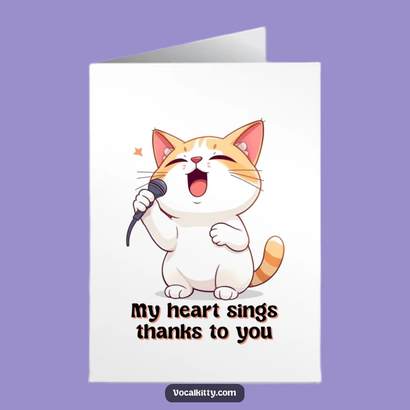 Free Printable Thank You Card: Dramatic Cat Singer, DIY Downloadable Expression!