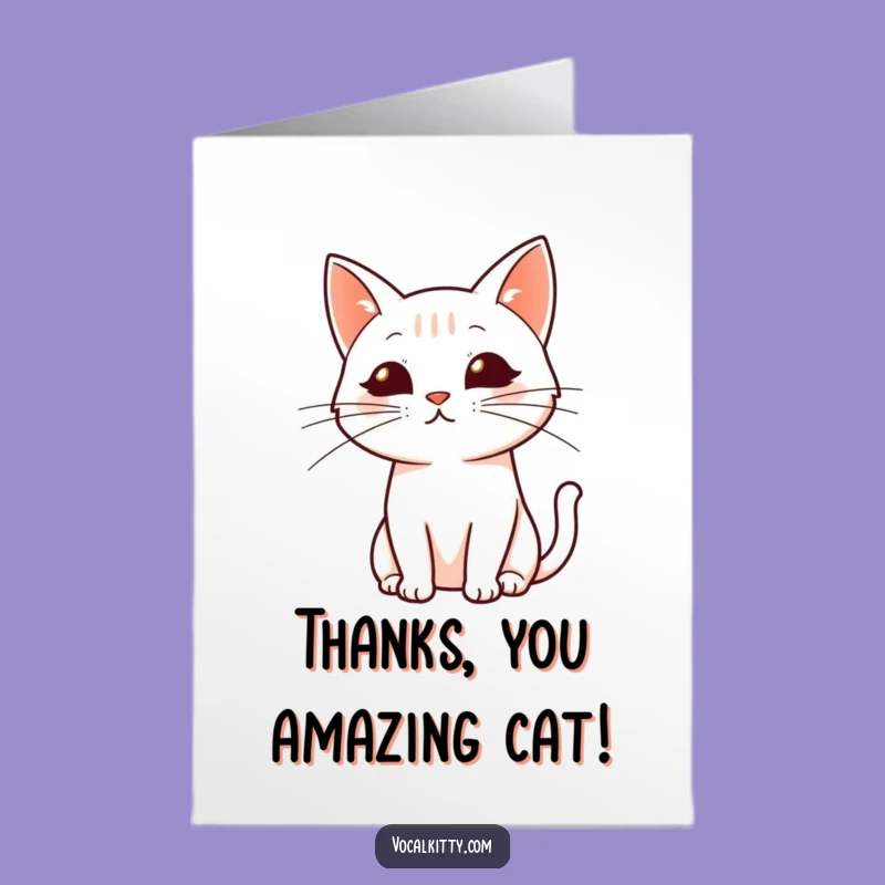 Free Printable Thank You Card: Dynamic Whiskers Cat, Downloadable Funny Gratitude