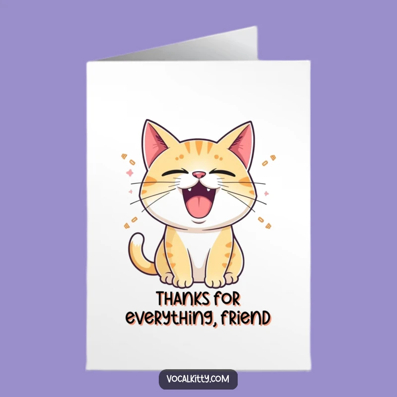 Free Printable Thank You Card: Expressive Cat! Grateful Downloadable Gift.