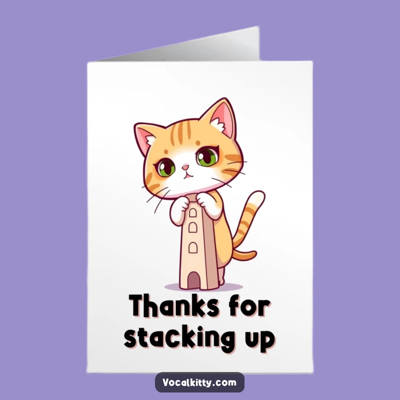 Free Printable Thank You Card: Focused Cat Balance, Charming Downloadable Gift
