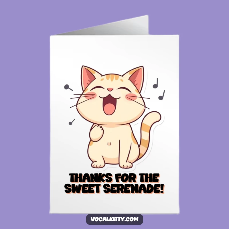 Free Printable Thank You Card: Singing Cat's Grateful Tune - Funny Downloadable Gift of Thanks