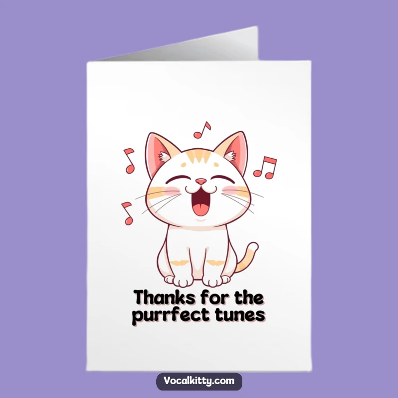 Free Printable Thanks Card: Cat's Thank You Aria, Music to Ears!
