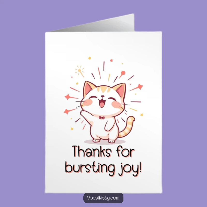Free Printable Thank You Card: Fireworks Cat, Express Gratitude Joyfully Downloadable