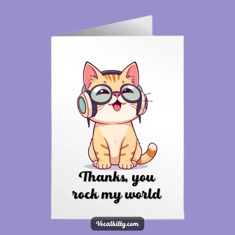 Thank You Cat Card Free Printable: Groovy Thanks Downloadable Gift
