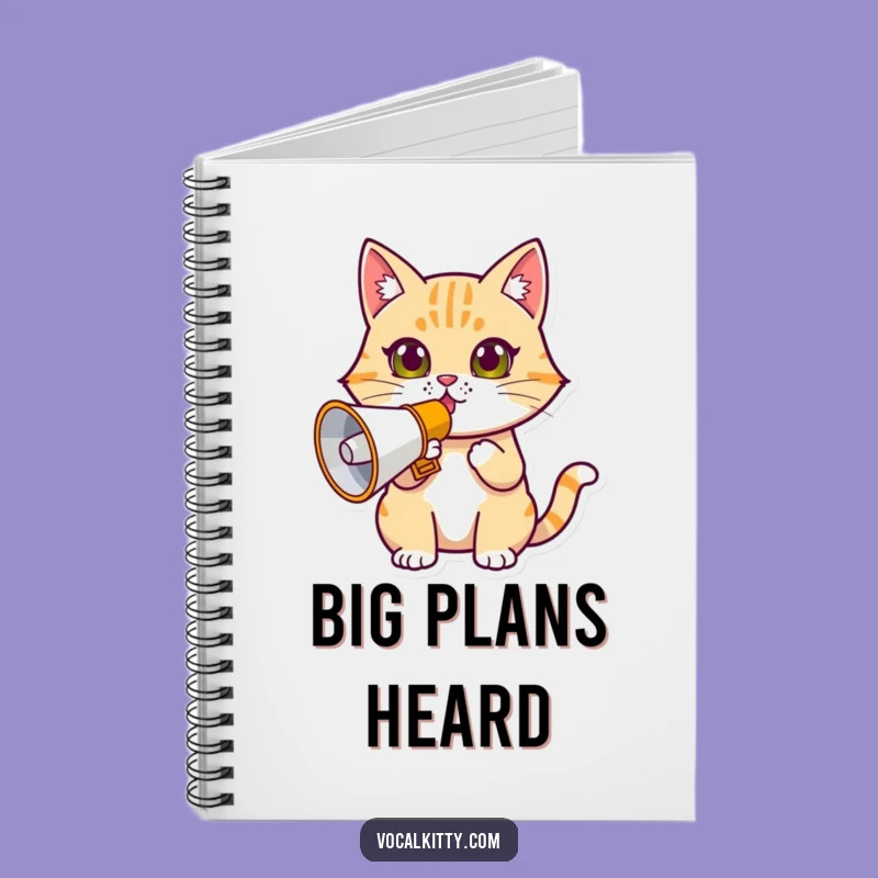 Funny Determined Cat Megaphone Notebook - Write Loud Messages!