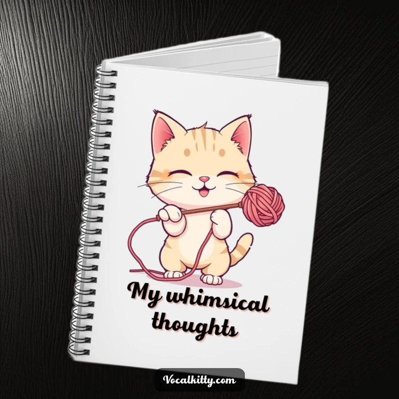 Funny Notebook showing a cat playfully batting at a soap bubble, ideal for capturing fun thoughts and doodles.