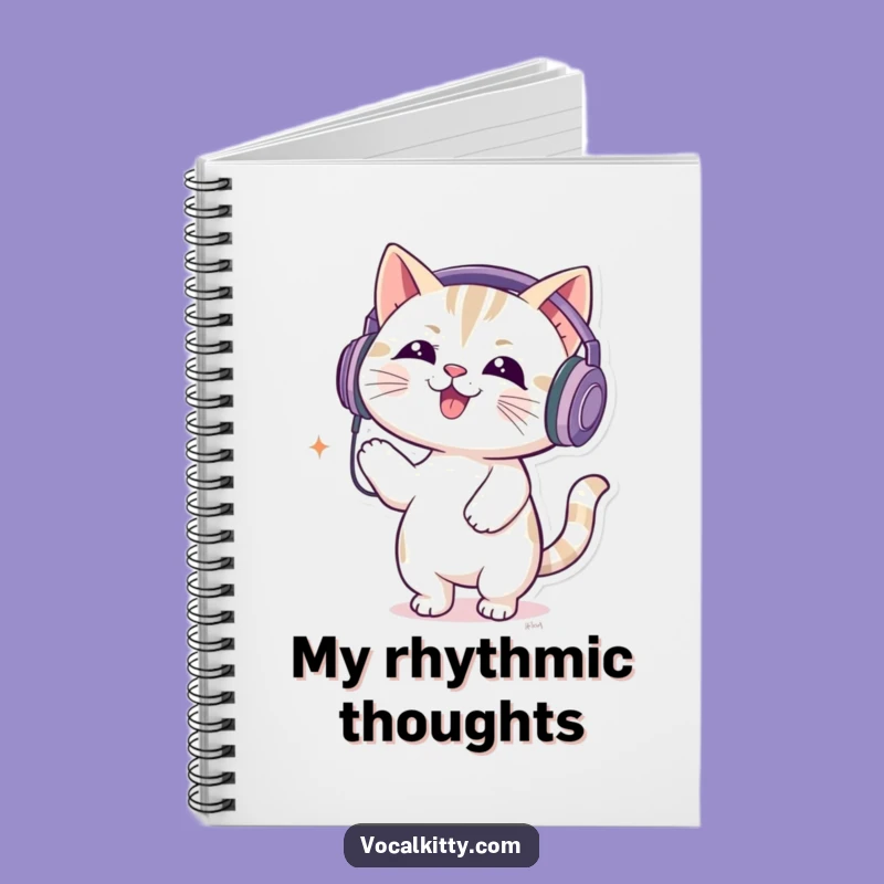 Funny Music Cat Notebook - DJ Feline Bouncing Journal Gift