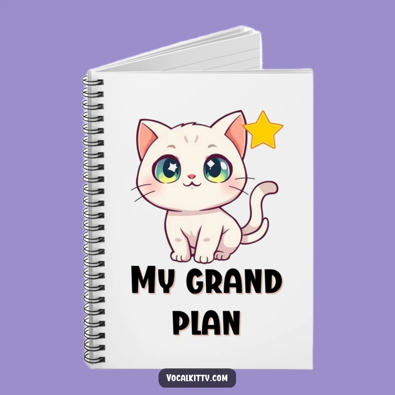 Funny Star Chasing Cat Notebook, Jot Down Magical Ideas