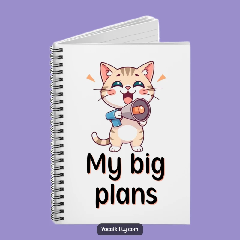 Funny Enthusiastic Cat Notebook - Boisterous Megaphone Journal Gift
