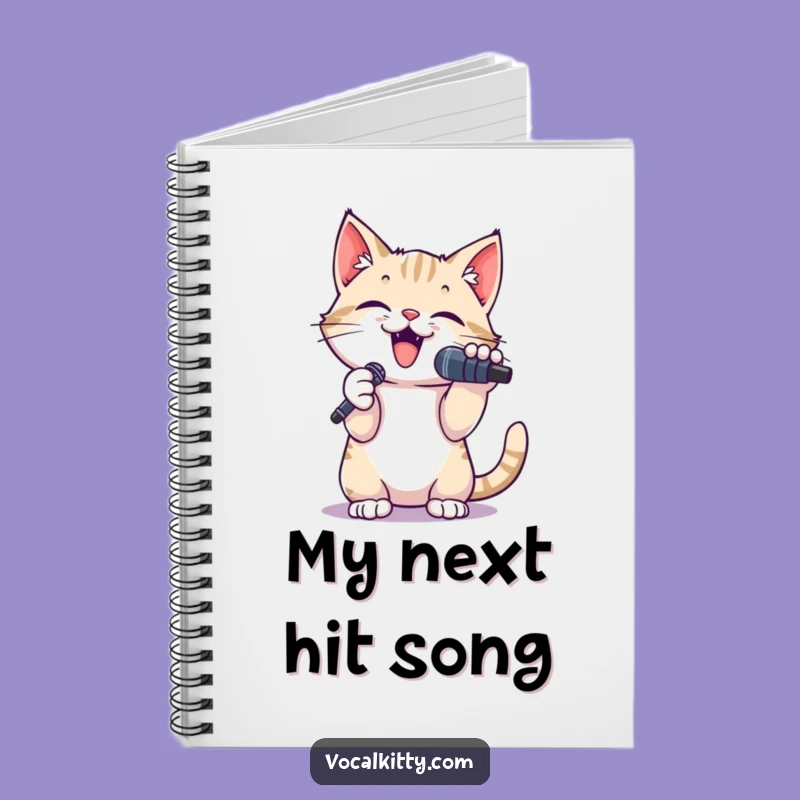 Funny Cat Singer Microphone Notebook - Journal Your Hit Songs Hilariously