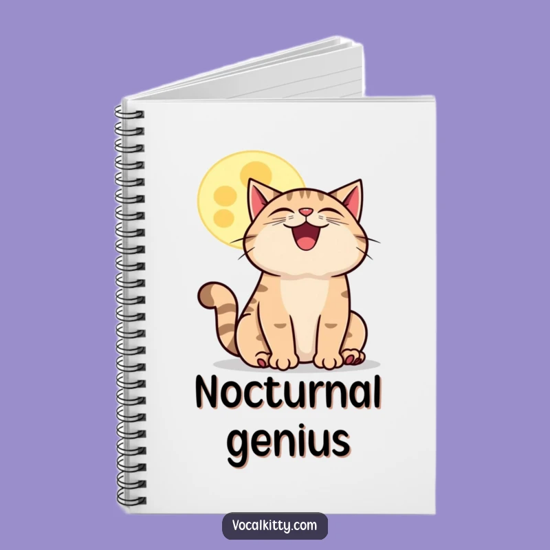 Funny Howling Cat Moon Notebook: Jot Down Dreams with Feline Flair