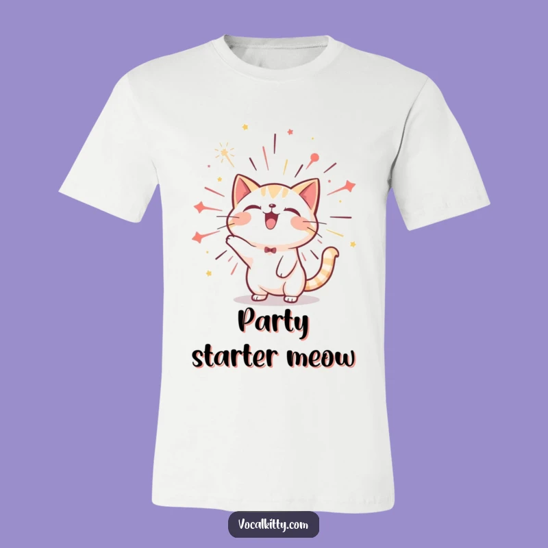 Funny Cat Firework Burst T-Shirt: Wear Your Joyful Expression!
